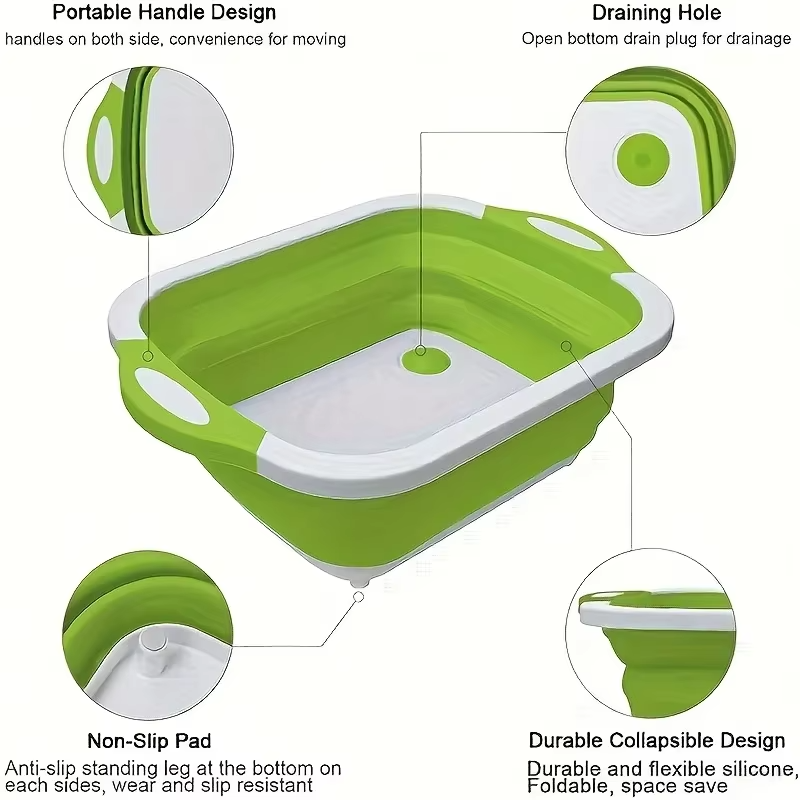 Portable Foldable Basin with Built-in Sink & Storage